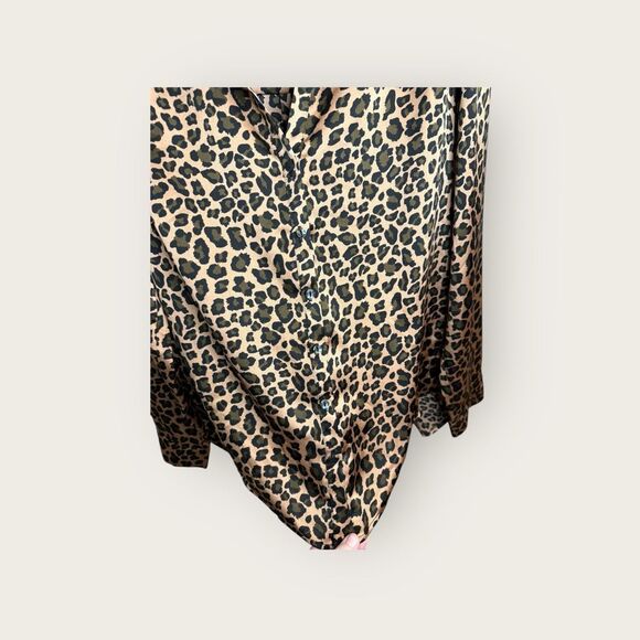 Anthropologie Pleione Cheetah Print Button Front Top Size Large - Picture 4 of 6